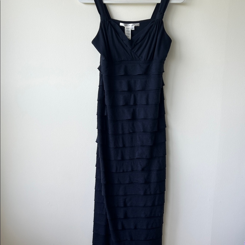 Max Studio Navy Tiered Maxi Dress